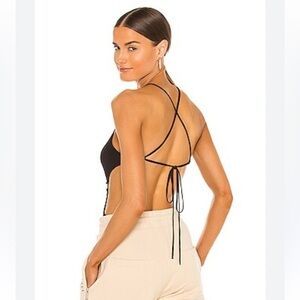 H:ours Lauren Black Strappy Bodysuit Sz S
